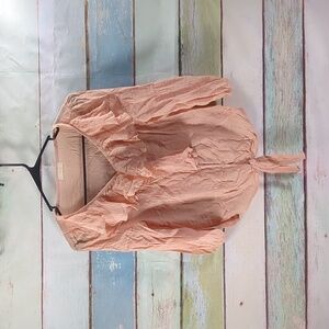 Pearl Ruffle Blouse (Pale peach)